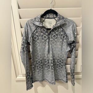 Nike Women’s Black and Gray Patterned Zip-Up Sweater